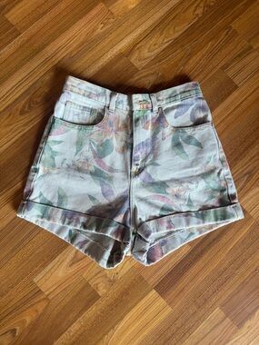 American Apparel Pastel Floral High-Waist Shorts